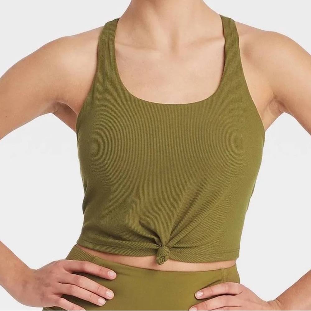 Joylab Ribbed Women's Tie-Front Racerback Bra Top